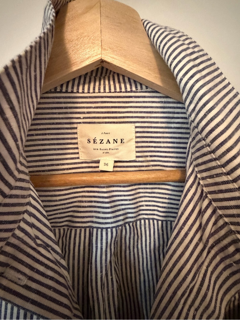 Sezane Blue and White Striped Button Down